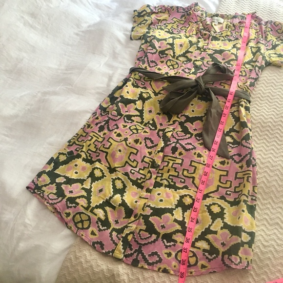 ANTHRO Porridge button up print dress waist tie - Picture 6 of 8